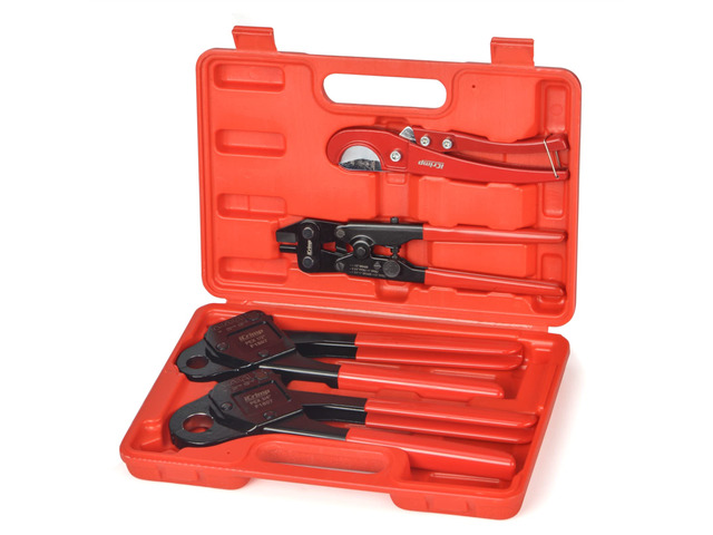 IWS-1807CN PEX Crimping Tool Kit with PEX Crimpers, PEX Tubing Cutter, Copper Ring Removal Tool for 1/2 & 3/4 Copper Crimp Rings, Meets ASTM F1807...
