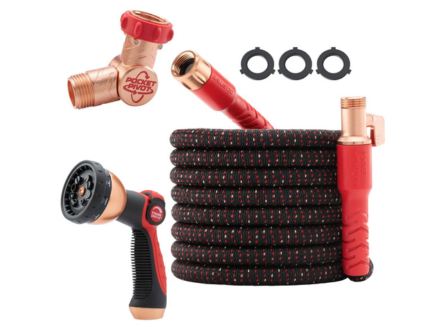 Ballistic 75 FT Expandable Garden Hose, No-Kink, As Seen on TV Anti-burst sleeve reinforced with bulletproof fiber, 360° swiveling pocket pivot...