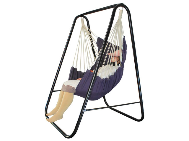Hammock Chair Stand,Include Large Hanging Indoor Swing,MAX Load 500 LBS, Heavy-Duty Steel Hammock Stand for Indoor Outdoor(Grey)