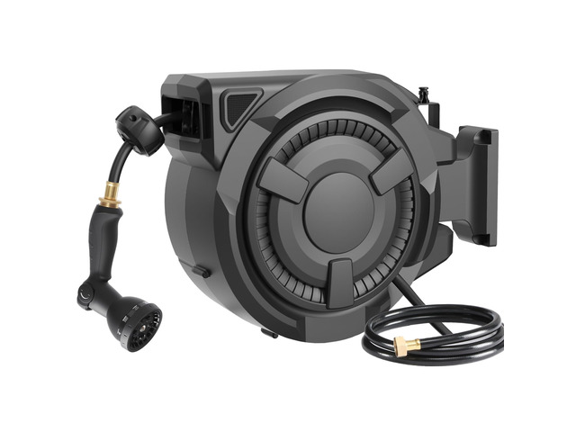 Retractable Garden Hose Reel, 1/2' x 100FT, Auto Rewind Wall Mount Any-Length Lock, Automatic Slow Return System, 180° Swivel Bracket, Heavy Duty...