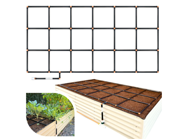 Garden Grid 3x6 Raised Garden Irrigation System Prebuilt, No Dry Spots 2-Min Setup, Simplified Garden Drip Irrigation System; Full-Coverage...
