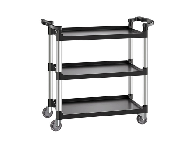 Utility Cart, 330 lbs Load Capacity, 3-Tier Utility Plastic Cart with 360° Swivel Wheels (2 with Brakes), 31.1 x 19.3-inch Food Service Cart for...