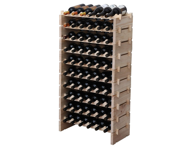 Wine Rack Solid Wood Stackable Storage Wooden Wine Rack Wine Cabinet (60 Bottles, Natural Color)