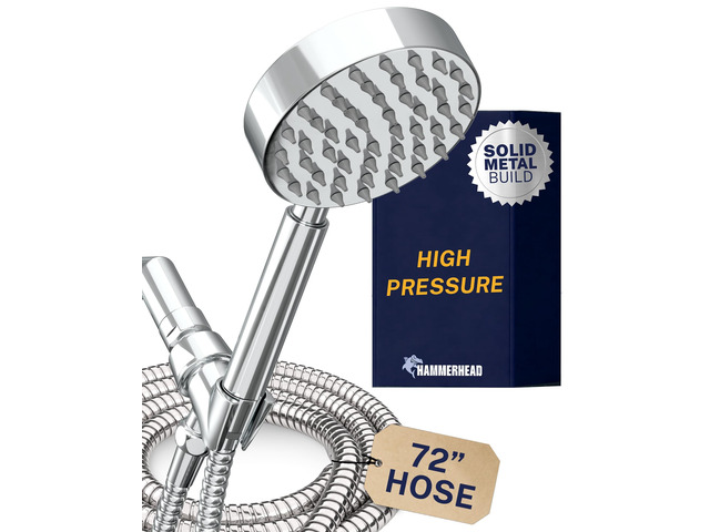 Metal 1-Spray Shower Head with Handheld High Pressure, Long Hose Detachable Showerhead with Hand Held Sprayer, 6ft Long Shower Hose, High Flow...