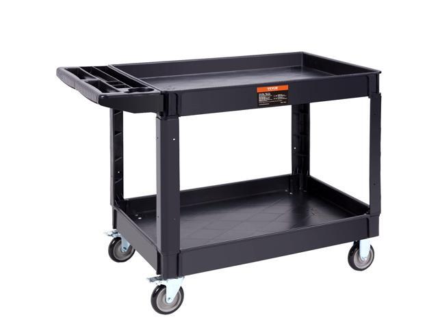 Utility Service Cart 2 Shelf 550 lbs Heavy Duty Plastic Rolling Cart Heavy Duty Utility Cart with 360° Swivel Wheels, Large Lipped Shelf,.