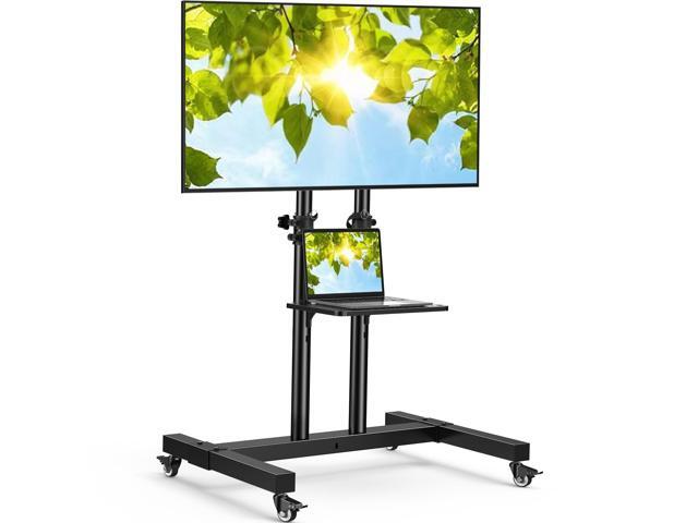 Rolling TV Stand on Wheels for 32-83 Inch Screens up to 110lbs, Mobile TV Cart Height Adjustable Portable Outdoor TV Stand Tilt Rolling TV Cart...