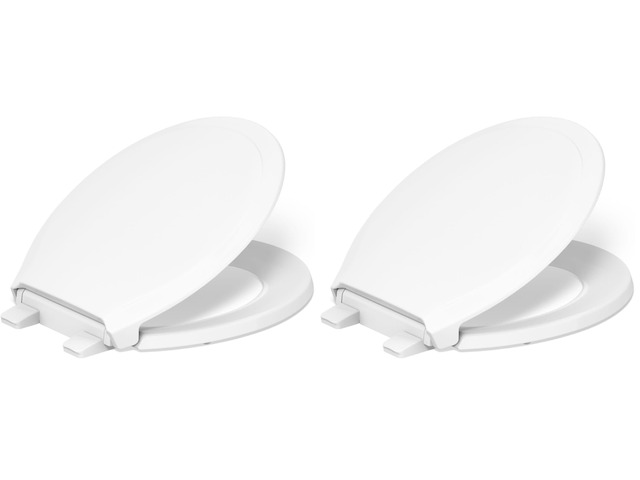 78052-RL-0 Rutledge ReadyLatch Quiet Close Rount Toilet Seat, Slow Close Lid and Seat, Grip-Tight Bumpers and Installation Hardware, White (Pack of 2)