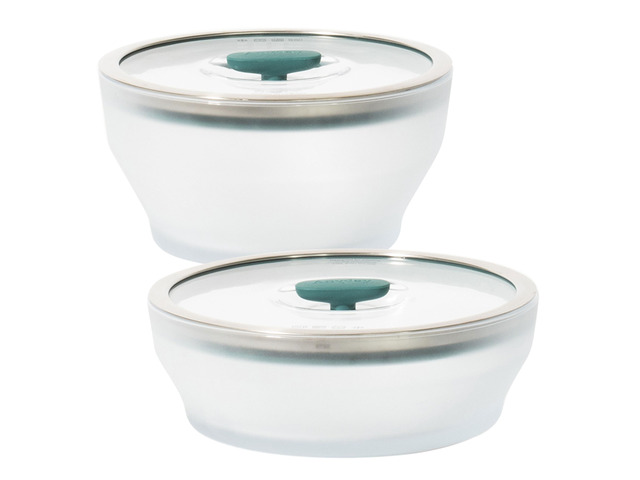 4-Pc Microwave Cookware Set (Kale) Glass Food Storage Set, Glass Lids, Large Plastic-Free Containers, Stackable Steamer, Vented Lid