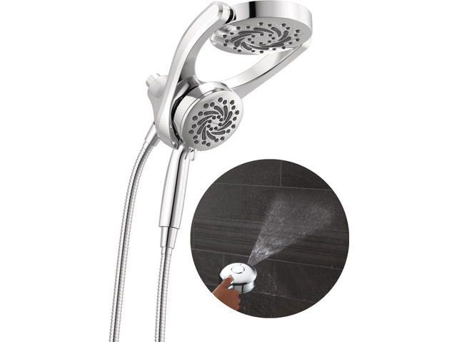 5-Setting HydroRain 2-in-1 Dual Shower Head with ProClean Spray, Chrome High Pressure Shower Head with Handheld Spray, 1.75 GPM Flow Rate, Chrome...