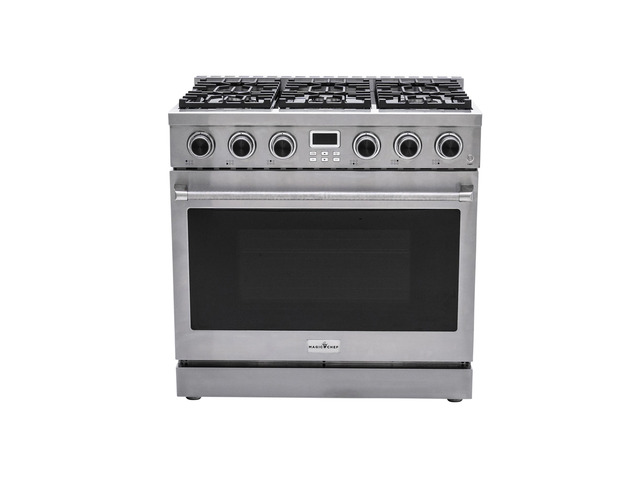Pro-Style 36 in. 6-Burner Slide-in Gas Range with Convection in Stainless