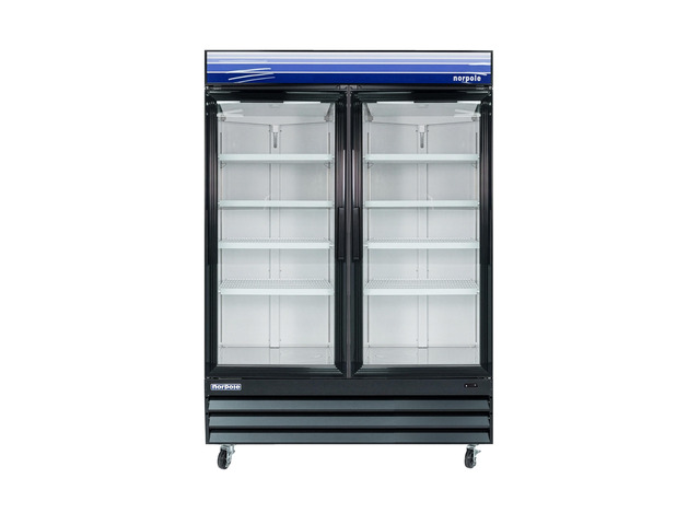 Commercial 29 cu. ft. 2-Door Glass Merchandiser Refrigerator in Black