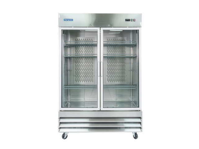 Commercial 54 in. 48 cu. ft. 2-Glass Door Reach-In Refrigerator in Stainless