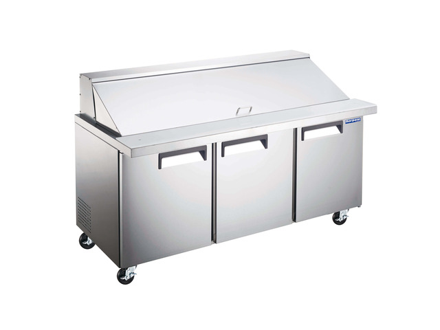 Commercial 70 in. 15 cu. ft. 3-Door Mega Top Prep Refrigerator Stainless