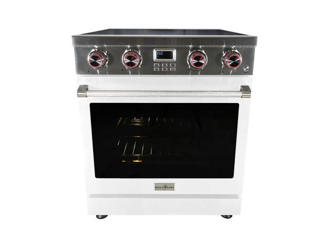 Pro-Style 30 in. 4-Element Slide-In Electric Range with Convection in Stainless with White Door
