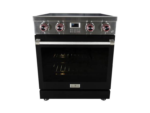 Pro-Style 30 in. 4-Element Slide-In Electric Range with Convection in Stainless with Black Door