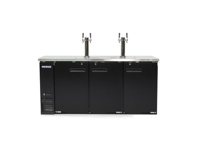 Commercial Three 1/2 Barrel Beer Keg Cooler with 2 Direct Taps in Black