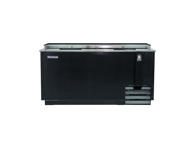 Commercial 65 in. 18 cu. ft. Sliding Door Beer Cooler in Black