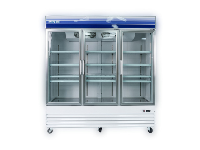 Commercial 78 in. 53 cu. ft. 3-Door Glass Reach-In Refrigerator in White