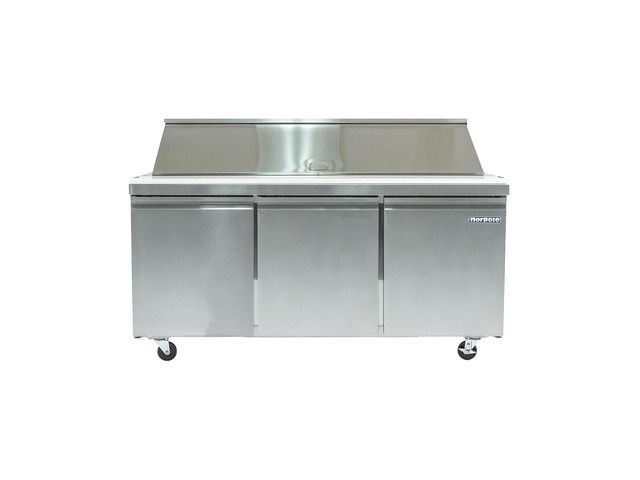 Commercial 70 in. 15.5 cu. ft. 3-Door Mega Top Sandwich-Salad Prep Table Steel