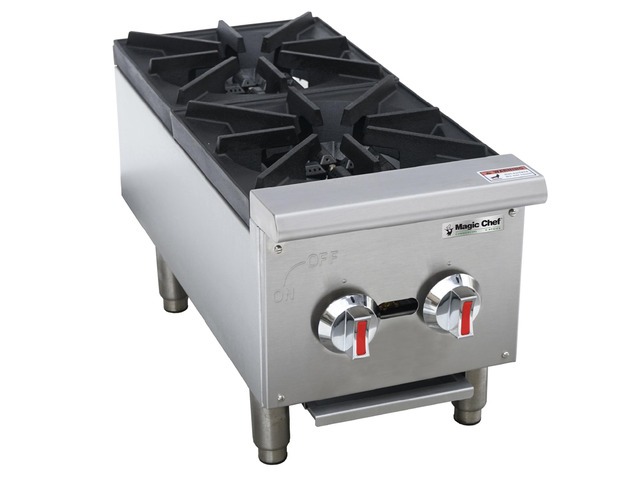 12 in. Commercial 2-Burner Countertop Hotplate in Stainless Steel
