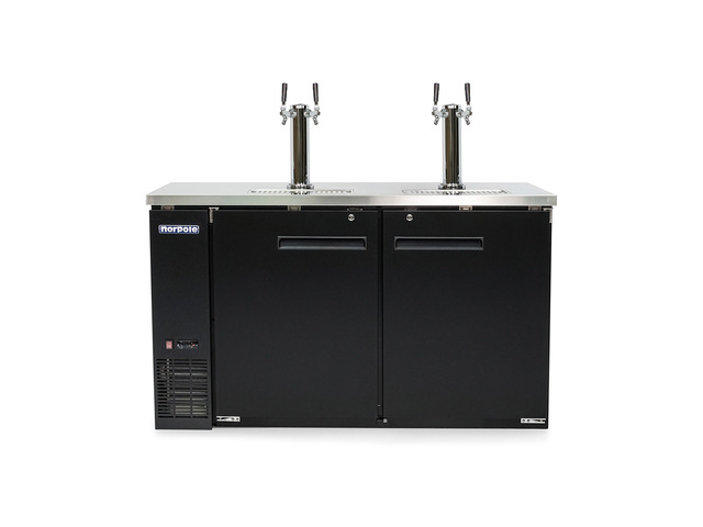 Commercial 61 in. 16 cu. ft. 2 Door Direct Draw Beer kegerator Dispenser Tap in Black