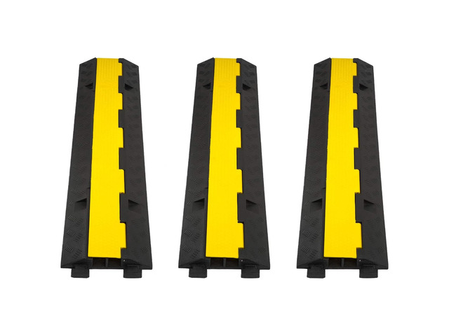 Cable Ramp 3 Pack 2 Channel 11000lbs axle Capacity Floor Cord Cable Protector, Rubber Speed Bumps Hose Protector Ramps for Wire/Hose/Pipe Hider...