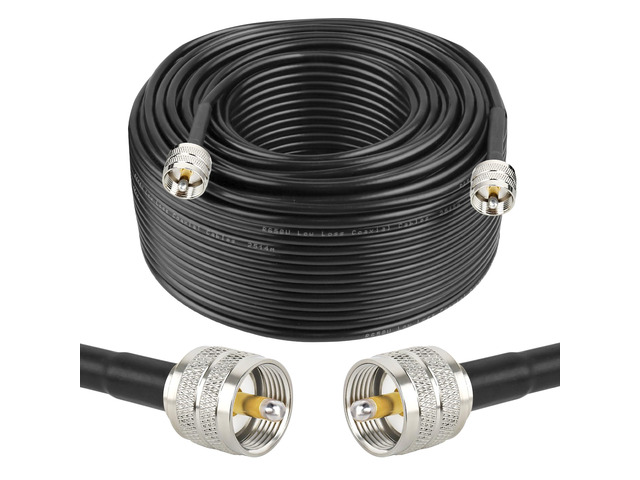 CB Coax Cable 200FT, RG58 PL259 Coaxial Cable UHF Male to UHF Male Cable for CB Radio, Ham Radio, Amateur Radio, Antenna Analyzer, SWR Meter, Black