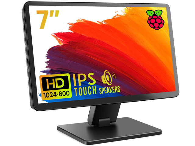 7' Touchscreen Monitor, 1024x600 IPS Raspberry Pi Screen, HDMI 5-Point Touch, Dual Speakers, Plug & Play, Pi 5/4/3/Zero, Home Assistant, Gaming, PC...