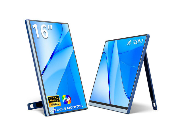 16' Portable Monitor with Built-in Stand, IPS Vertical Monitor, USB-C & Mini HDMI External Laptop Screen, Second Display for PC, MacBook, iPad,...
