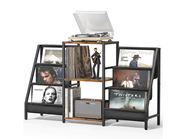 Record Player Stand - 6-Tier Vinyl Record Storage for Up to 280 Albums, Holder for Living Room