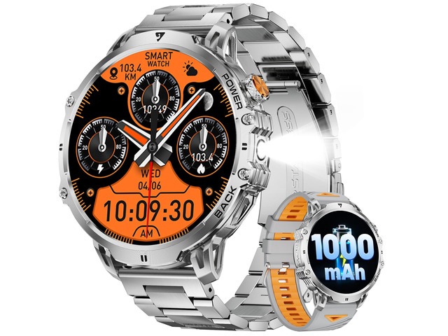 Military Smart Watches for Men(2 Bands),1000mAh/1.85' HD Large Screen Smartwatch, Flashlight/110+ Sports Modes/IP68 Waterproof/Sleep Monitor,...