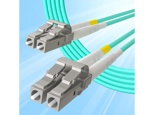 Fiber Patch Cable - LC to LC OM3 10Gb/Gigabit Multi-Mode Jumper Duplex 50/125m LSZH Fiber Optic Cord for SFP Transceiver, Aqua, 10-Meter(32.8ft),...
