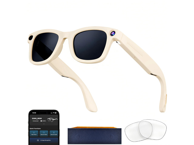 AI Smart Glasses with Camera, 8MP HD Camera Glasses for Men,Women, AI Recording Glasses with Voice Assistant,Open-Ear Audio,Real-Time...
