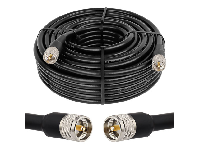 KMR 400 UHF Coax Cable - 75FT, PL-259 UHF Male, Low Loss 50 ohm CB Cable for Ham Radio, Two-Way Radio, SWR Meter