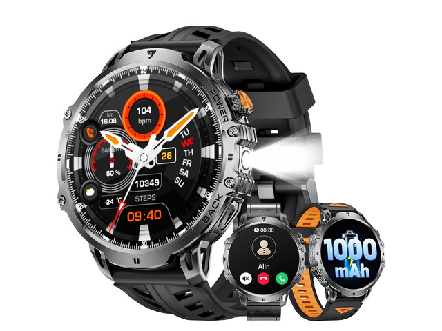 Military Smart Watches for Men(3 Bands),1000mAh/1.85' HD Large Screen Smartwatch, Flashlight/110+ Sports Modes/IP68 Waterproof/Sleep Monitor,...