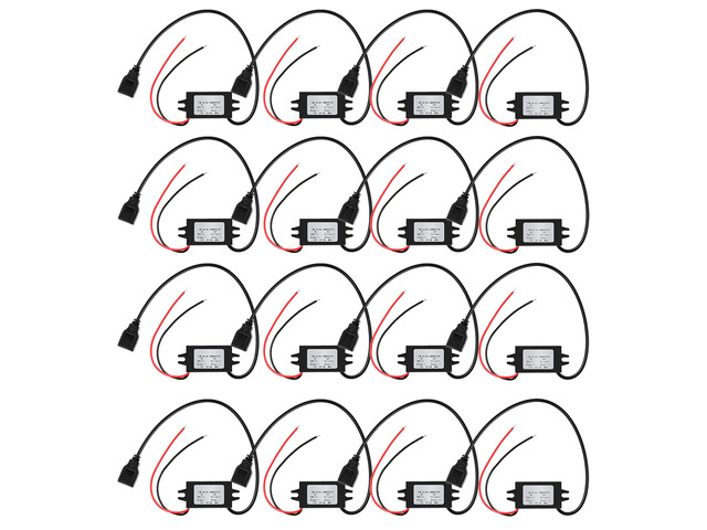 16 Pieces 12V/24V to 5V USB Dc Converter Adapter Buck Module Stable 5V/3A Female USB Output, Waterproof Sealed Enclosure, Car Power Converter...