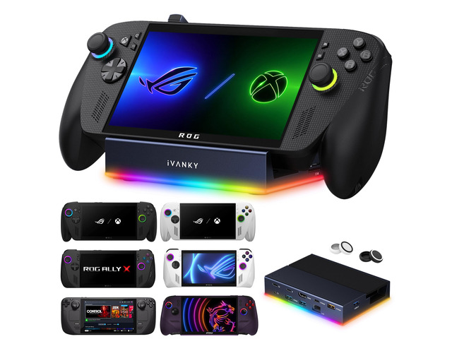 14-in-1 RGB Docking Station for ROG Xbox Ally X(2025), 4K@120Hz Compatible with Steam Deck /Legion GoS/msi claw 8 ex ai+,10Gbps USB3.2, SD/TF...