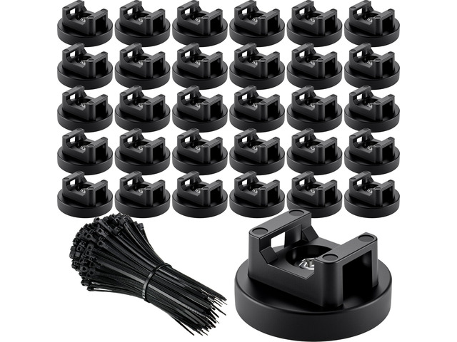 250 Pieces Magnetic Zip Tie Mount Cable Wire Management Base, 31 mm Heavy Duty Nylon Ties, Magnet Organizer for Outdoor Use, Multipurpose Wire...