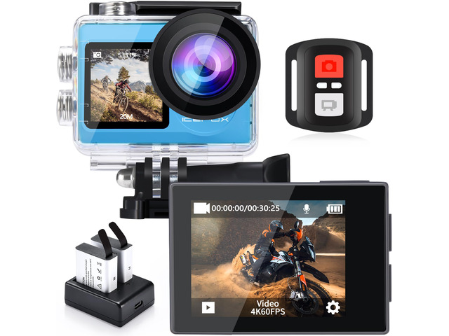 Action Camera 4K 20MP 5X Zoom 98FT Waterproof Underwater i8 WiFi Waterproof to 98FT with EIS for Smooth Video. Dual Batteries, WiFi Remote Control,...