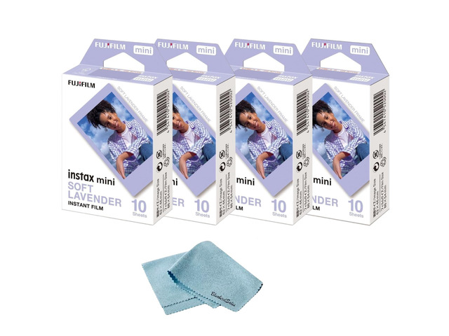 Soft Lavender Instant Film (20 Shots) + BluebirdSales Microfiber Cleaning Cloth Creative Photography Bundle (Soft Lavender 4 Pack)