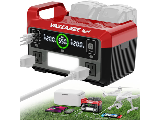 550W Power Inverter for Milwaukee, DC 20V to AC 110V Pure Sine Wave, Portable Power Station with 2 USB Ports & 1 AC Outlet & 1 Type-C Fast...