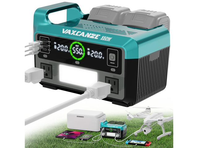 550W Power Inverter for Makita, DC 20V to AC 110V Pure Sine Wave, Portable Power Station with 2 USB Ports & 1 AC Outlet & 1 Type-C Fast Charging,...