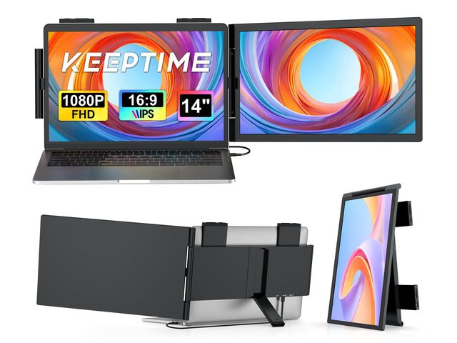 Laptop Screen Extender, 14' 1080P IPS Laptop Monitor Extender for 14'-16' Laptops, with USB-C/HDMI Port, Plug and Play Portable Monitor for...