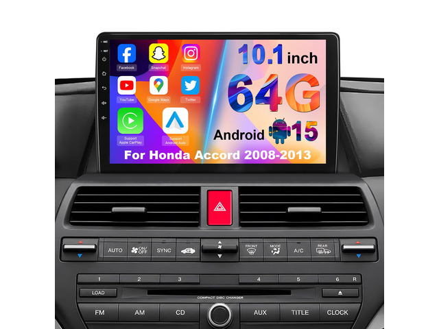 Android 15 Car Radio Stereo for Honda Accord 8th 2008-2013 4Core+64G 10.1' Touchscreen Wireless CarPlay Android Auto Bluetooth WiFi GPS MirrorLink...