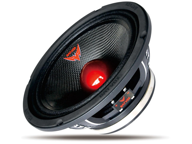MX80S1 Midrange Loudspeaker 8' Red Bullet, 700W Max, 4 Ohms, Premium Quality Audio Door Speakers for Car or Truck Stereo Sound System, Black (1...