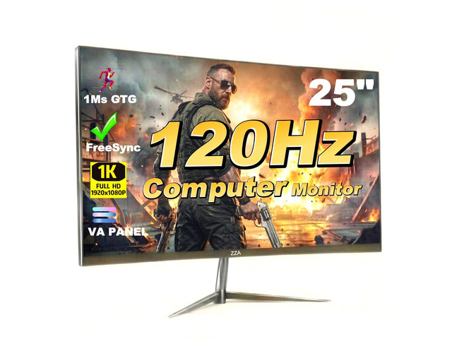 24.5' 120Hz Curved Gaming Monitor FHD 1080P Frameless Design, FreeSync, Low Motion Blur, Eye Care Technology, DisplayPort & HDMI Connectivity, VESA...