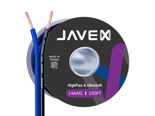 Speaker Wire 14 Gauge 100FT Oxygen-Free Copper Audio Cable,Blueblack 14AWG 2 Conductors HighFlex Cable for Automotive Stereo, Home Theater, In-wall...