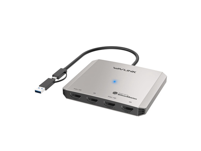 4-Port HDMI Splitter, USB C to Quad Monitor 4K Adapter Universal USB A to HDMI Extended Dual Triple Display for Windows, Macbook Neo, Mac M1-M5...
