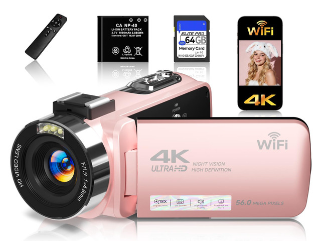 4K Video Camera Camcorder,UHD 56MP Camera Recorder,WiFi Vlogging Cameras for YouTube with IR Night Vision,18X Digital Zoom 3.0''Touch Screen Cam...