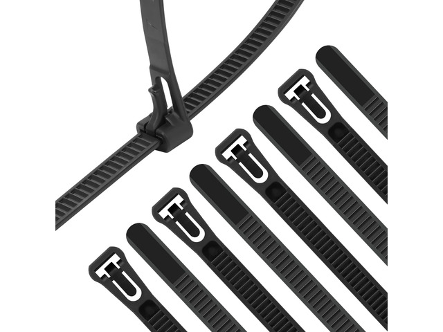 500 PCS Reusable Black Zip Ties 18 inch, Releasable Zip Ties, Adjustable Wire Cable Ties, For Multi-Purpose Use Indoor And Outdoor Plastic Wire Ties